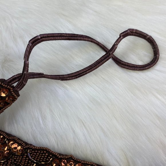 Vintage Brown & Bronze Sequin Belt - Has Original Tags - Straps Broken - Picture 10 of 12